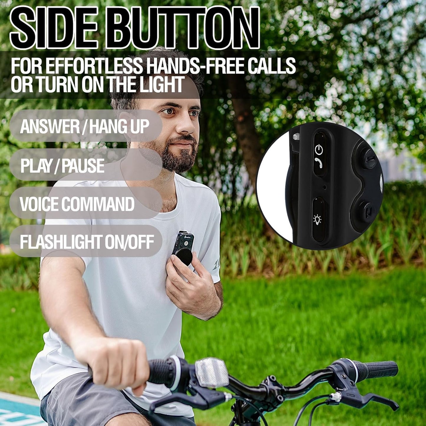 Frewico Clip 8 Bluetooth Speaker Wearable Waterproof IP67 Magnetic Clip-On Wireless Portable Speakers Up to 18 Hours of Play with 1W Flashlight Built-in Microphone - Side Control Buttons for Sports
