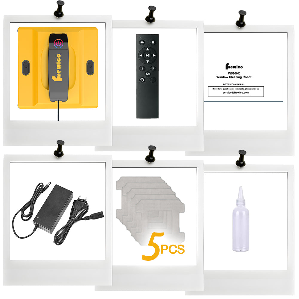 Frewico Window Cleaning Robot, Intelligent Cleaning with 4-Nozzle Wide-Angle Spray Technology, Deep Edge Cleaning, 5600Pa Suction Power