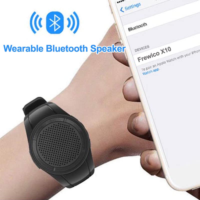 Wearable Portable Waterproof Bluetooth Speaker Watch X10 Clip Speaker MP3 Player Handsfree Clear Call Speakerphone,TWS,SD Card Slot,Selfie for Working, Running, Cycling(Black)