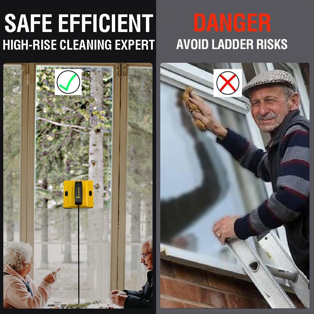 Frewico Window Cleaning Robot, Intelligent Cleaning with 4-Nozzle Wide-Angle Spray Technology, Deep Edge Cleaning, 5600Pa Suction Power