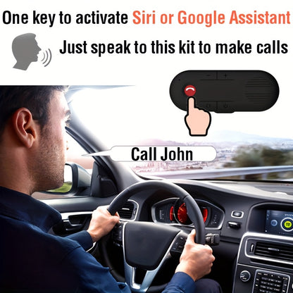 Wireless B/T 5.0 Car Speakerphone - Visor Clip Hands-Free Kit with Motion Auto On/Off, Dual 2W HD Speakers, Siri/Google Assistant Support, Enhanced Volume & 30H Battery for Older Cars (No Built-in Bluetooth)