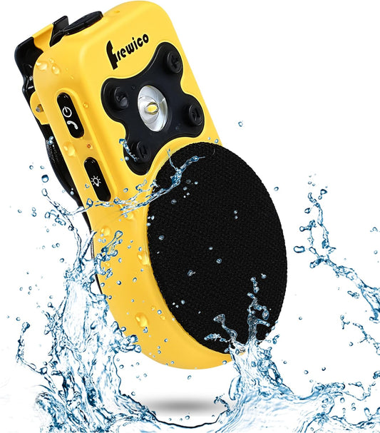 Frewico Clip 8 Bluetooth Speaker Wearable Waterproof IP67 Magnetic Clip-On Wireless Portable Speaker Up to 18 Hours of Play with 1W LED Work Light Built-in Microphone - Side Control Buttons for Work