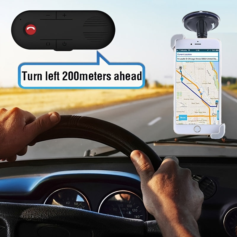 Wireless B/T 5.0 Car Speakerphone - Visor Clip Hands-Free Kit with Motion Auto On/Off, Dual 2W HD Speakers, Siri/Google Assistant Support, Enhanced Volume & 30H Battery for Older Cars (No Built-in Bluetooth)