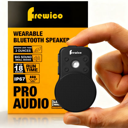 Frewico Clip 8 Bluetooth Speaker Wearable Waterproof IP67 Magnetic Clip-On Wireless Portable Speakers Up to 18 Hours of Play with 1W Flashlight Built-in Microphone - Side Control Buttons for Sports