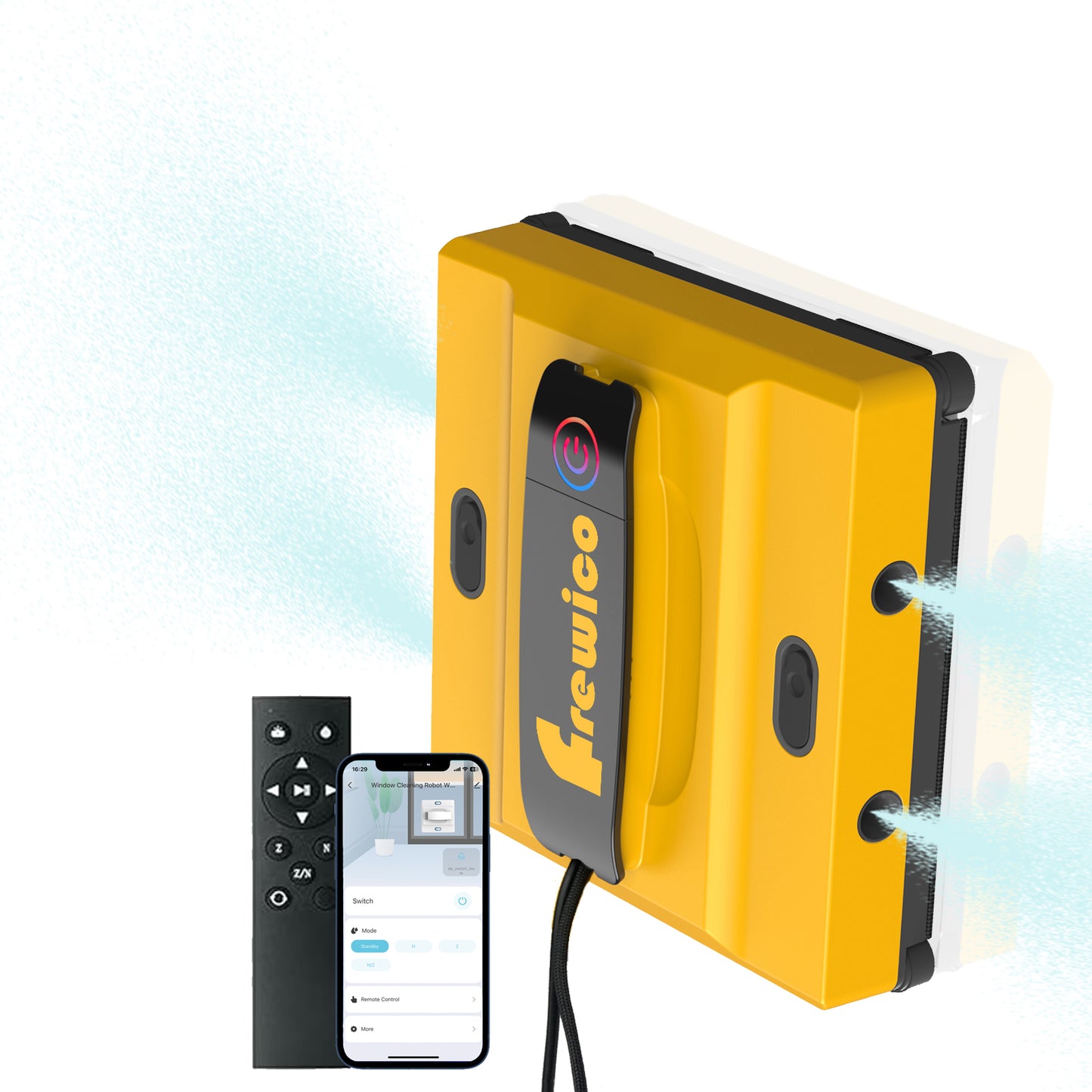 Frewico Window Cleaning Robot, Intelligent Cleaning with 4-Nozzle Wide-Angle Spray Technology, Deep Edge Cleaning, 5600Pa Suction Power