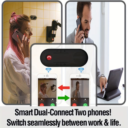 Wireless B/T 5.0 Car Speakerphone - Visor Clip Hands-Free Kit with Motion Auto On/Off, Dual 2W HD Speakers, Siri/Google Assistant Support, Enhanced Volume & 30H Battery for Older Cars (No Built-in Bluetooth)