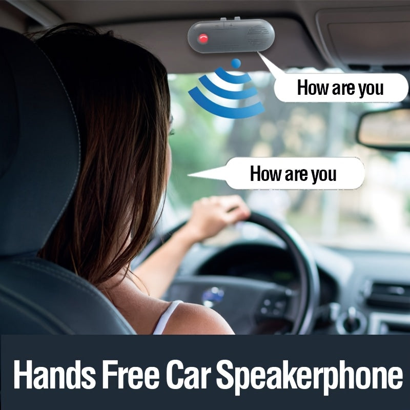 Wireless B/T 5.0 Car Speakerphone - Visor Clip Hands-Free Kit with Motion Auto On/Off, Dual 2W HD Speakers, Siri/Google Assistant Support, Enhanced Volume & 30H Battery for Older Cars (No Built-in Bluetooth)