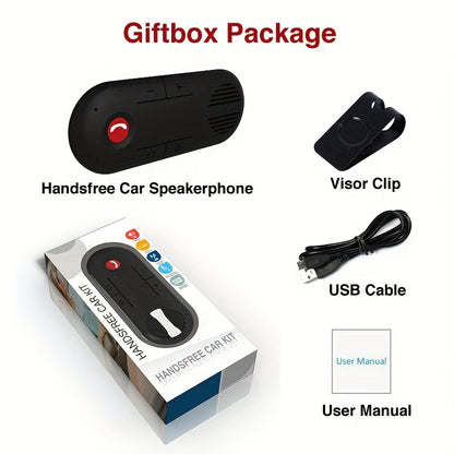 Wireless B/T 5.0 Car Speakerphone - Visor Clip Hands-Free Kit with Motion Auto On/Off, Dual 2W HD Speakers, Siri/Google Assistant Support, Enhanced Volume & 30H Battery for Older Cars (No Built-in Bluetooth)